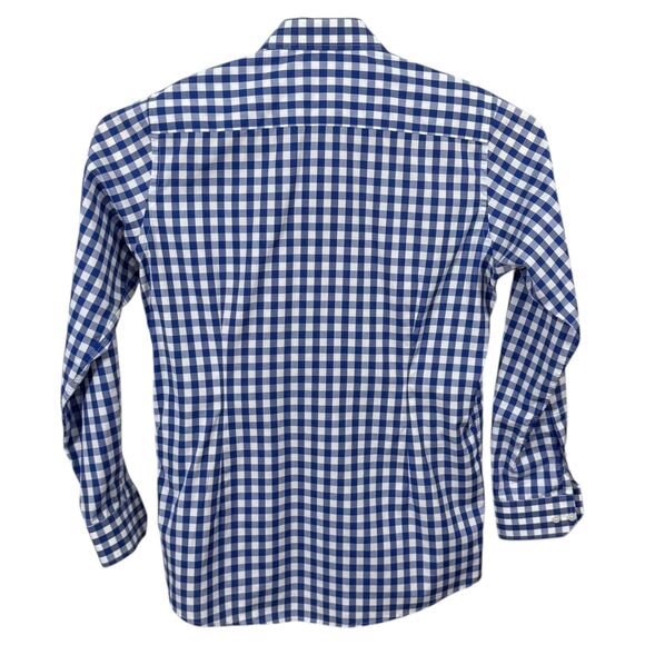 Eton Contemporary Mens Size 42/16.5 Long Sleeve Checkered Button Down Blue White - Picture 3 of 11